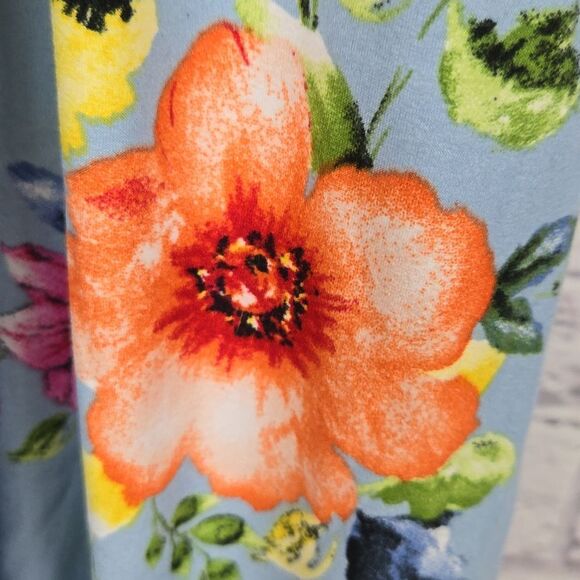 Maternity Maxi Dress Blue Floral Off Shoulder Strapless Empire Waist Long Sleeve - Picture 6 of 11